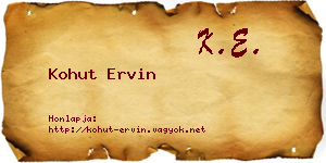 Kohut Ervin névjegykártya